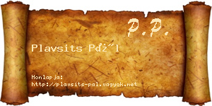 Plavsits Pál névjegykártya
